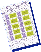 FRANCE 2006 : Timbres à tirage spéciaux - Feuillet avec 10 timbres à 0.10 € violet-rouge